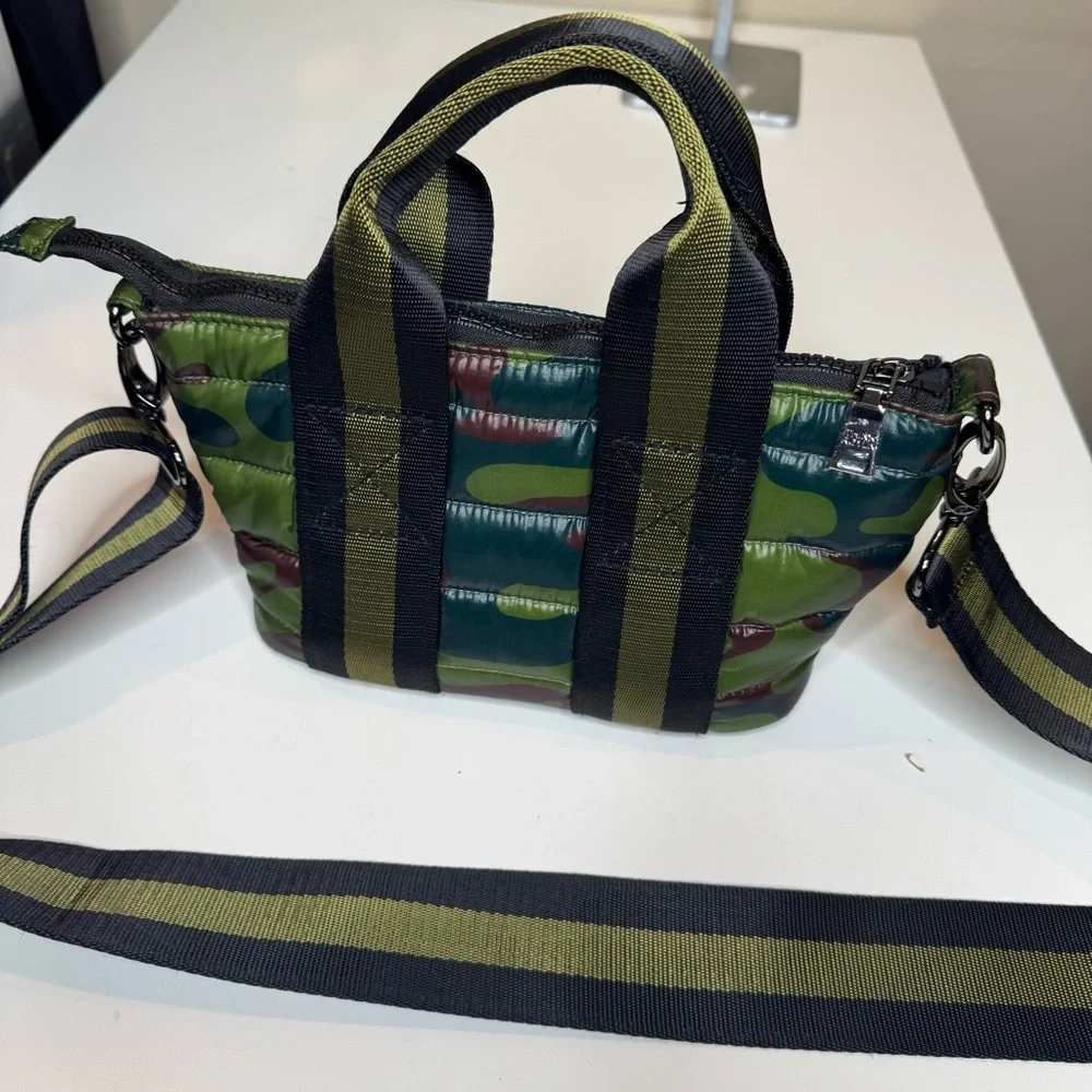 THINK ROYLN Think R LIL MAMA Camo Puffer Mini Tote Crossbody Green Black NWOT